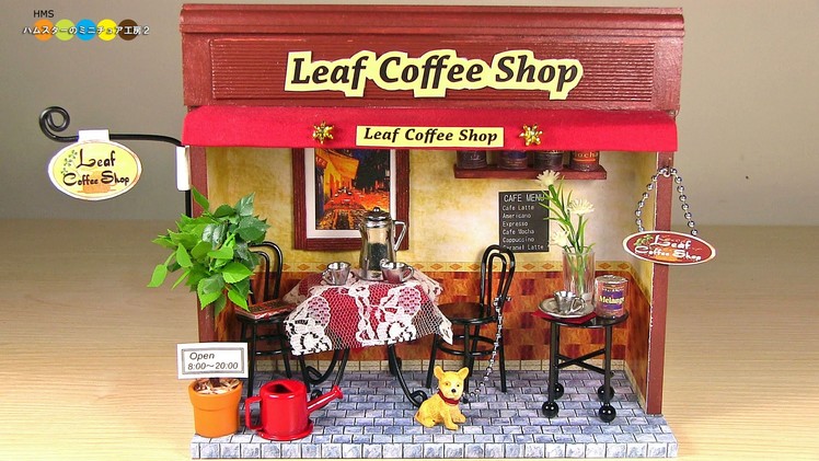 Miniature dollhouse kit Leaf Coffee Shop　ミニチュアキット リーフコーヒーショップ作り