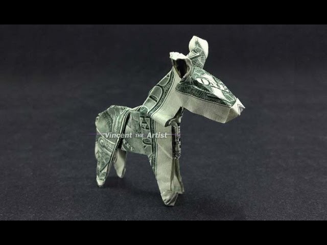 Money Origami Donkey - Dollar Bill Art - 360° view