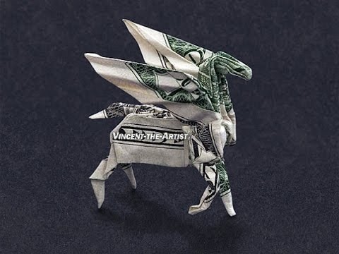 Money Origami Pegasus - Dollar Bill Art - 360° view