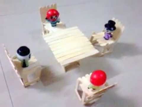 Popsicle sticks. ice cream sticks dining table with chairs  for Pandas.toys