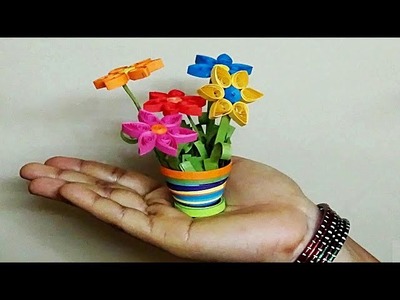 Quilling flowers | miniature 3D flower pot