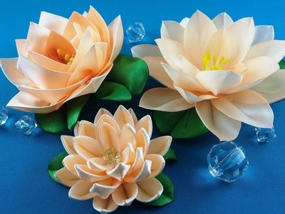 Ribbon lotus:3 ways to make.Lotus de las cintas:3 variantes de hacer.Лотос из лент: 3 варианта