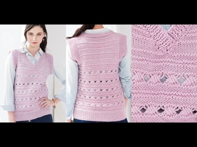 Tutorial for Cross 6 Stitch Pattern, Vest Vogue Knitting Spring.Summer 2016 #16