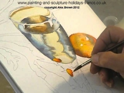 Water colour, painting a glass of water