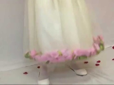 BEAUTIFUL BLOSSOM FLOWER GIRL DRESS PINK.IVORY WITH PETALS