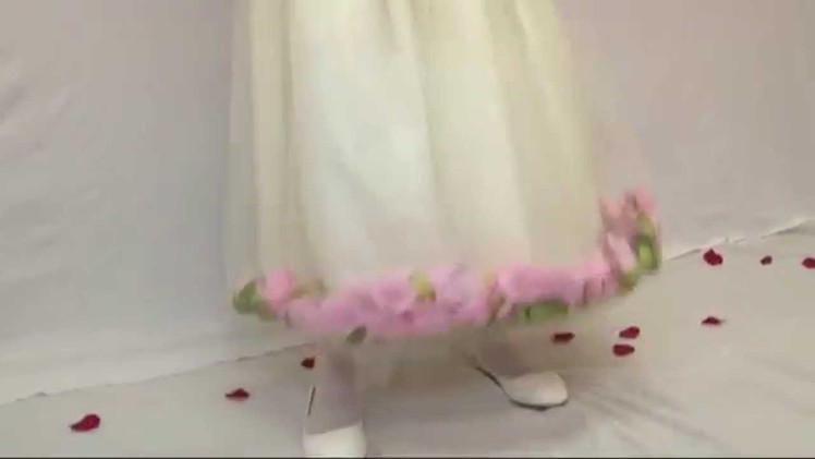 BEAUTIFUL BLOSSOM FLOWER GIRL DRESS PINK.IVORY WITH PETALS