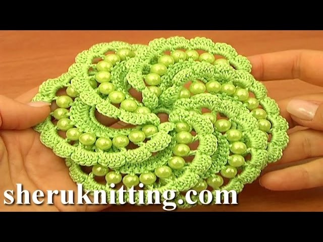 Crochet Spiral Flower With Beads Tutorial 103