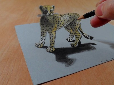 Drawing a 3D Cheetah, Amazing Animals, Illusionistic Art