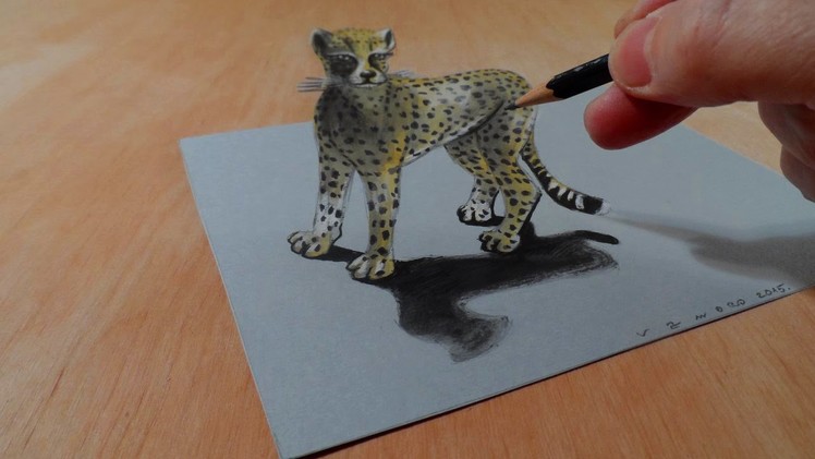 Drawing a 3D Cheetah, Amazing Animals, Illusionistic Art