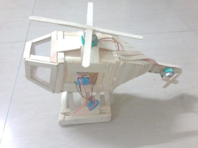 Electric Helicopter model with ice sticks (with DC motors and battery) - science project for kids