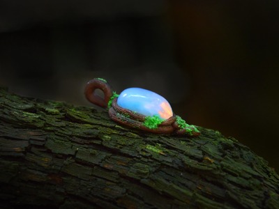 Fantasy Forest Spirit pendant with real opalite  - polymer clay tutorial