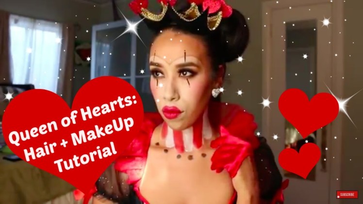 Halloween Tutorial: Queen of Hearts Costume Hair and MakeUp