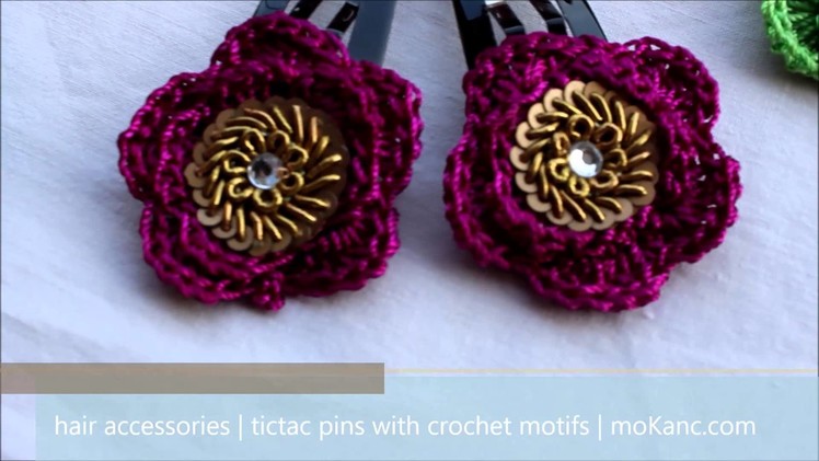 Handmade | crochet accessories | tic tac hairpins with motifs | moKanc