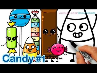 How to Draw Cartoon Candy Sweets Cute and Easy step by step - Halloween Trick or treat