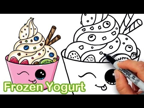 How to Draw Frozen Yogurt Dessert, Soft Serve Ice Cream cute