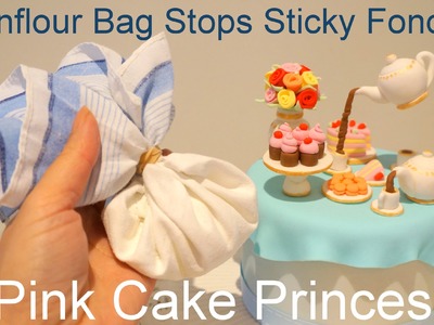 How to Make Easy Cornfour Bag for Cake Decorating (Stops Sticky Fondant) by Pink Cake Princess