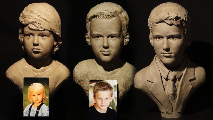 James Cook Sculpture Demo- aging self portrait sculpture in clay