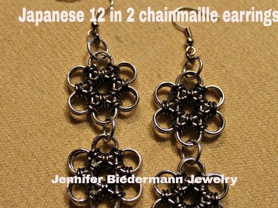 Japanese 12 in 2 chainmaille flower earrings