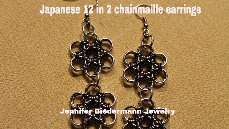 Japanese 12 in 2 chainmaille flower earrings