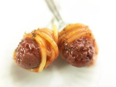 Polymer clay tutorial - Miniature food tutorial - Spaguetti and meatballs earrings