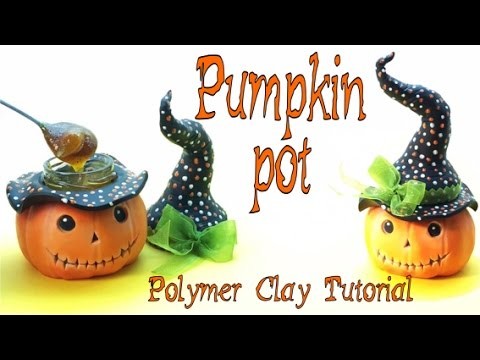 Pumpkin Pot- Polymer clay- tutorial- Halloween