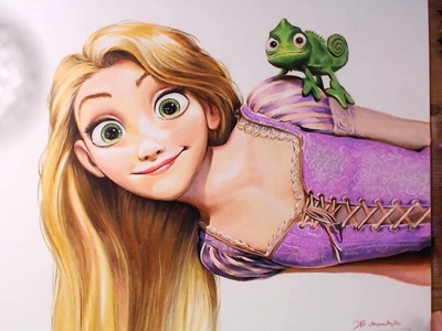 Rapunzel and Pascal (Tangled) - Colored pencil drawing | drawholic