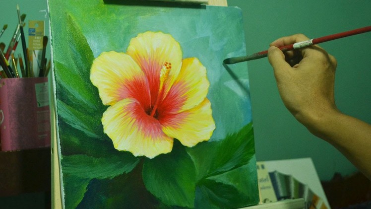Acrylic Painting Lesson - Gumamela Flower by JMLisondra