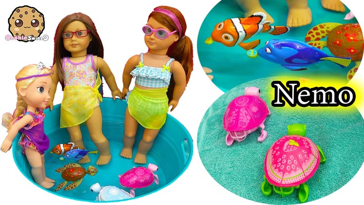 American Girl Doll Splash Around In Water Pool with Swimming Finding Dory , Nemo and Sea Turtles