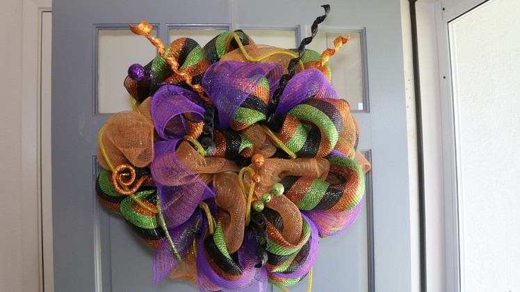 Deco Mesh Halloween Wreath - Easy Step by Step Instructions