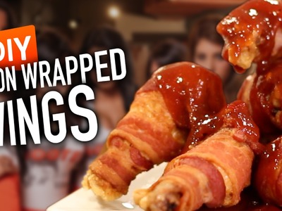DIY HOOTERS Bacon Wrapped Wings