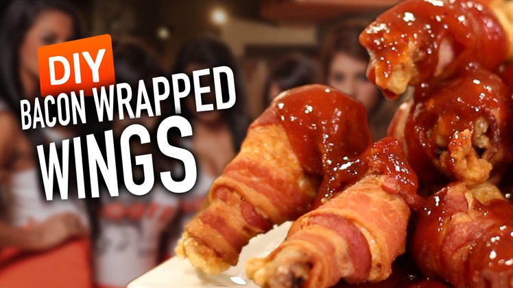 DIY HOOTERS Bacon Wrapped Wings