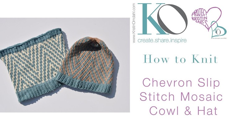 Knit Chevron Mosiac Hat Cowl Brave