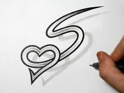Letter S and Heart Combined - Tattoo design ideas for Initials