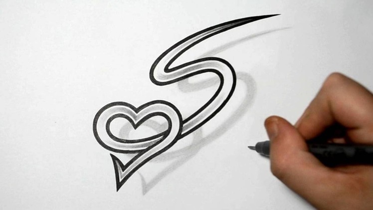 Letter S and Heart Combined - Tattoo design ideas for Initials