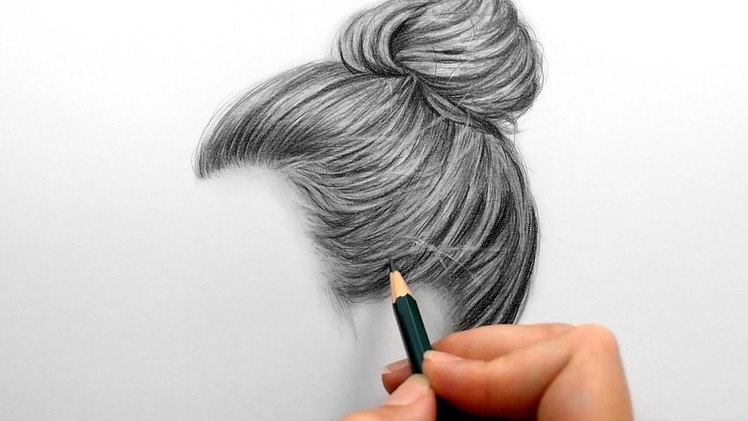 Timelapse | Drawing, shading realistic hair bun with graphite pencils | Emmy Kalia