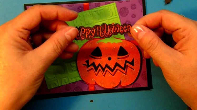 Cricut Pumpkin Happy Halloween card using Wrap It Up Cartridge