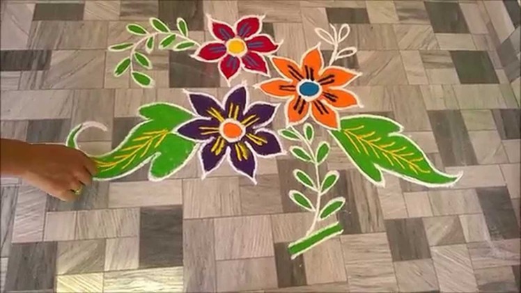 Freehand Flower Rangoli Design