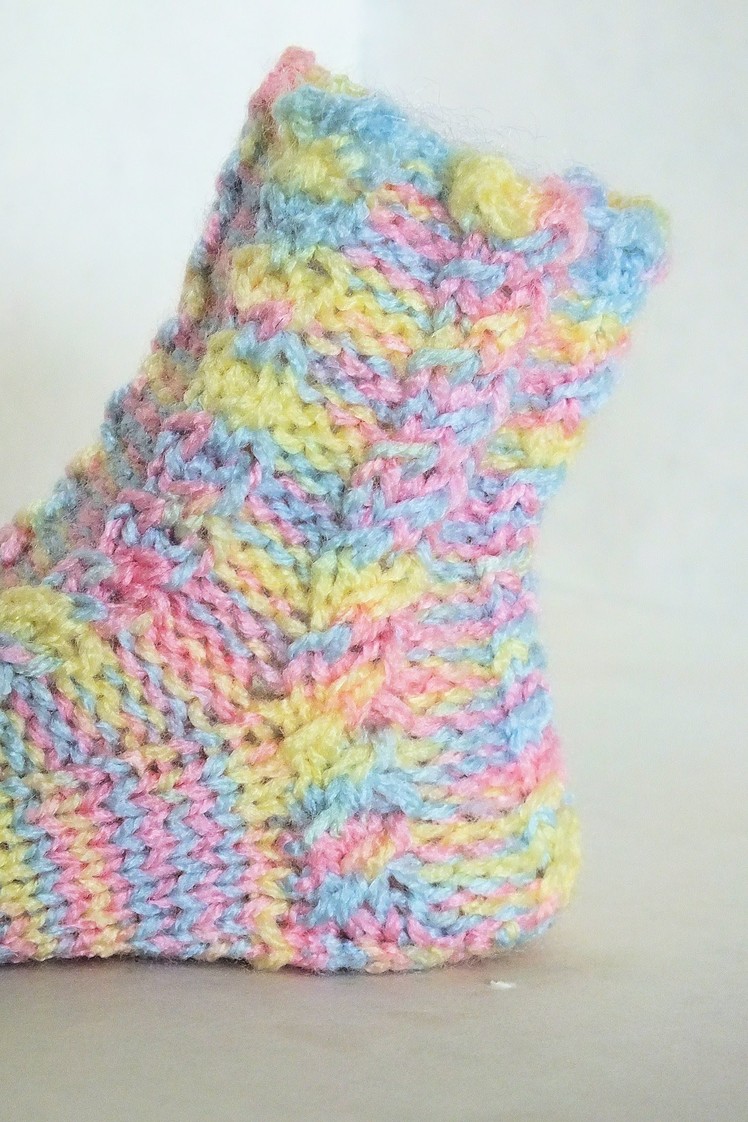 How to Continue a Stitch Pattern for Heel Flap.Gusset Heel (Loom Knitting)