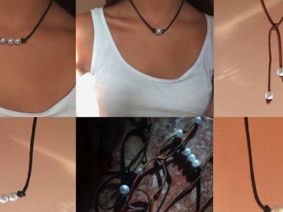 How to make leather Pearl Choker Necklace