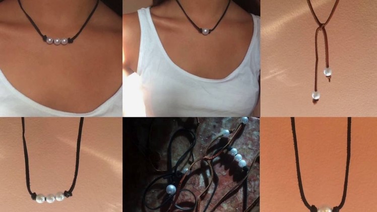 How to make leather Pearl Choker Necklace