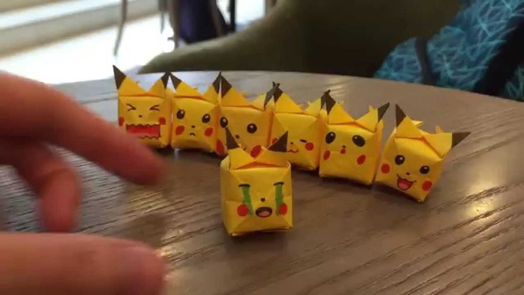 Howto fold 3D Pikachu with different expressions easily