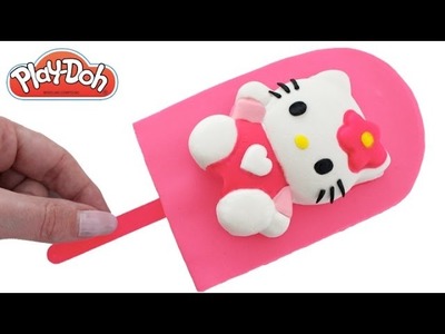 Play Doh How to Make a Hello Kitty Ice Cream Popsicle DIY RainbowLearning