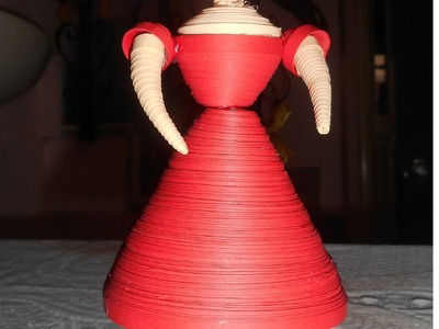 Quilling 3D doll in red dress
