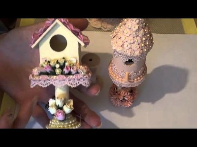 Tiny shabby chic birdhouses!