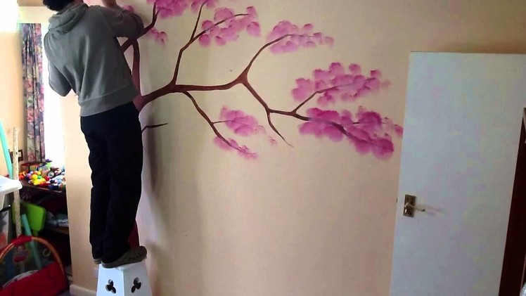 Wall tree painting time-lapse