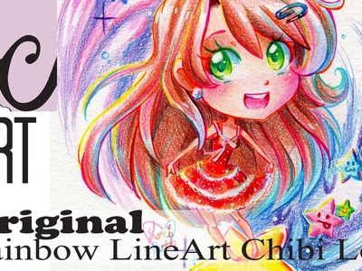 Chibi Lemi. Rainbow Line Art (PolyChromos Colored Pencil Coloring)