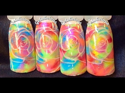 Easy Rainbow Rose Nail Design (Spring.Summer Nails)