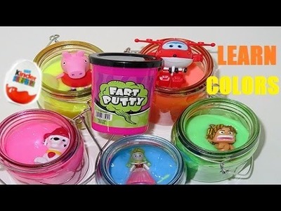 Fart Putty Learn Colors with Rainbow Jars Surprise Egg Disney Spot Cars Princess Figures