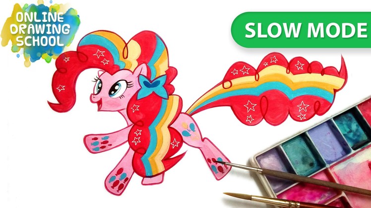 How to draw #rainbow power #PinkiePie #MLP | Slow mode