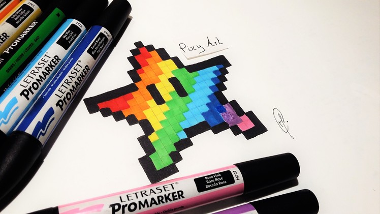 How to Draw Rainbow Star Mario - Pixel Art (Easy !)